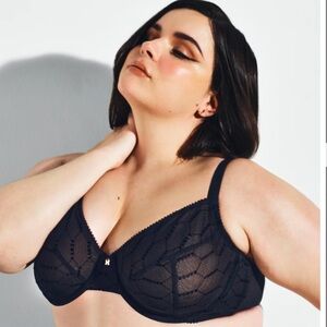 Savage X Fenty Flocked Logo Unlined Demi Bra 42DD NWT